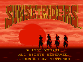 Sunset Riders title screen for Super Nintendo